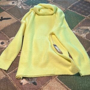 Luminous Yellow green  Cowl Neck Sweater